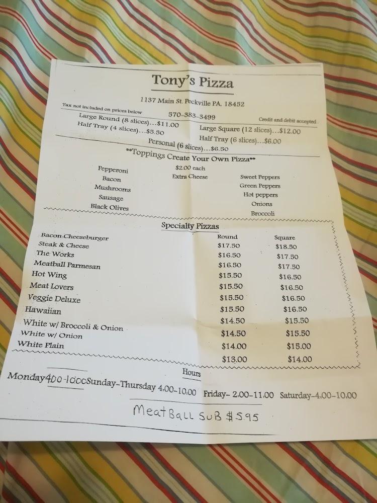 Tony's Pizza Menu image 3